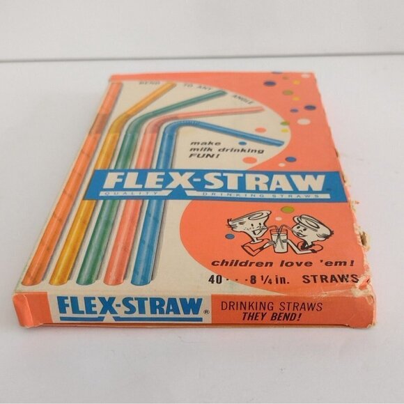 Vintage 1950s Flex Straw Drinking Paper Straws 8-1/4" Original Box 35ct - Picture 3 of 8